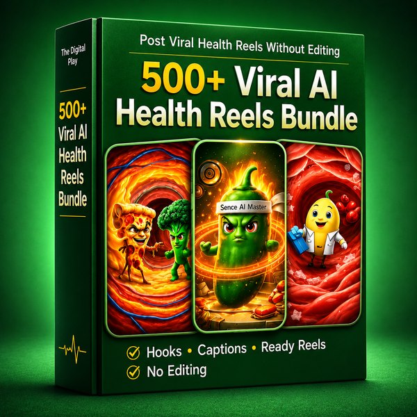 500+ Viral AI Health Reels Bundle | Ready-to-Post Health Content | Hooks, Captions & Reels | Instant Digital Download