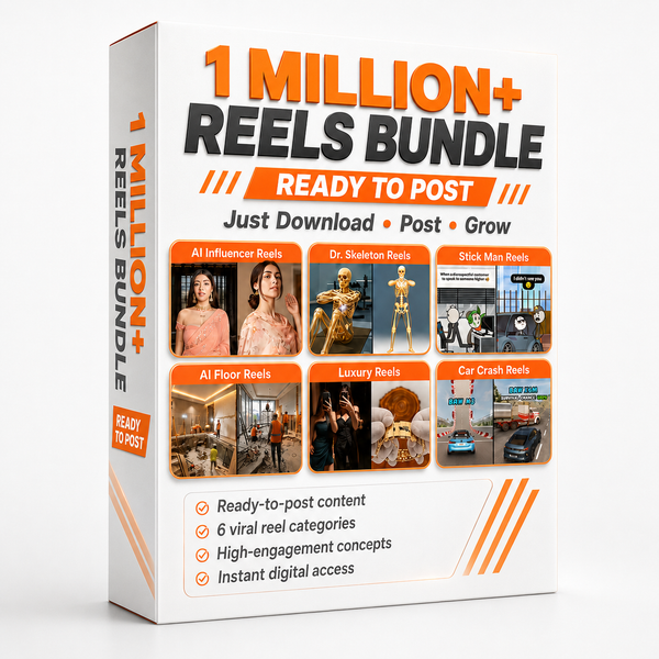 1 Million+ Ready-to-Post Reels Bundle | Viral Content Pack | AI Influencer, Luxury, Car Crash, Stickman & More