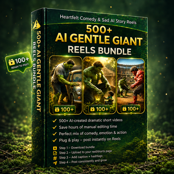 500+ Ai Hulk Reels Bundle | Heartwarming AI Story Videos | Ready-to-Post Shorts & Reels | Instant Digital Download